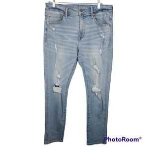 American Eagle Next Level Airflex  Jeans Mens 34x30 Blue Mid Rise Distressed